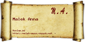 Malek Anna névjegykártya